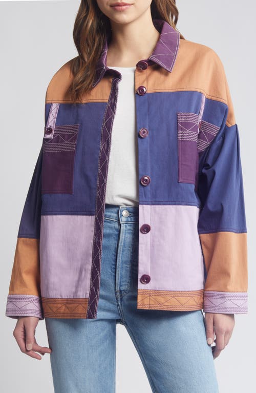 SESSÙN Alghero Colorblock Jacket in Purple Tan
