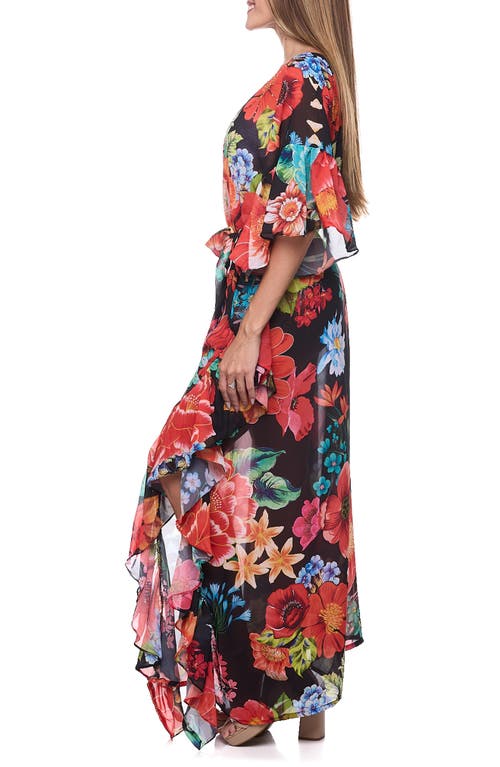 Shop Ranee's Ranees One-shoulder Cover-up Maxi Dress In Black