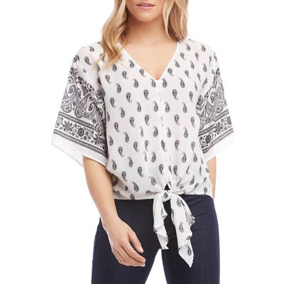Karen Kane Tie Front Top, White