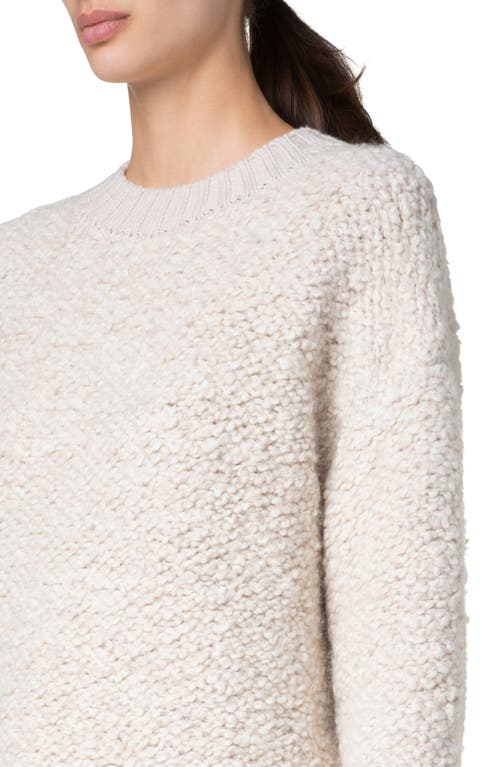 Shop Akris Punto Wool & Alpaca Bouclé Crewneck Sweater In Cream