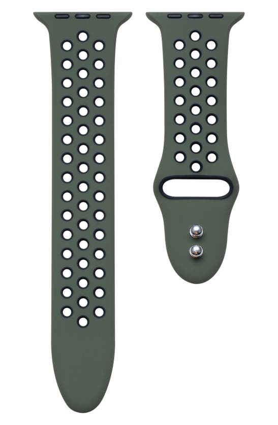 The Posh Tech Silicone Sport Apple Watch Band In Olive Green