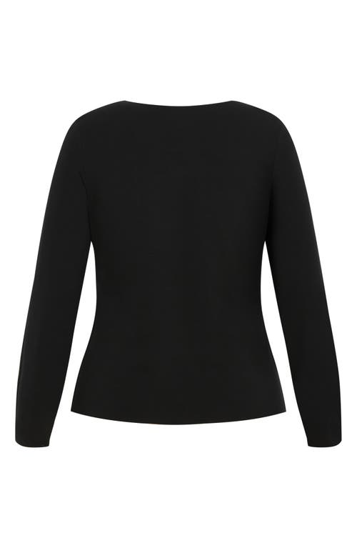 Shop City Chic Noa Long Sleeve Stretch Cotton Top In Black