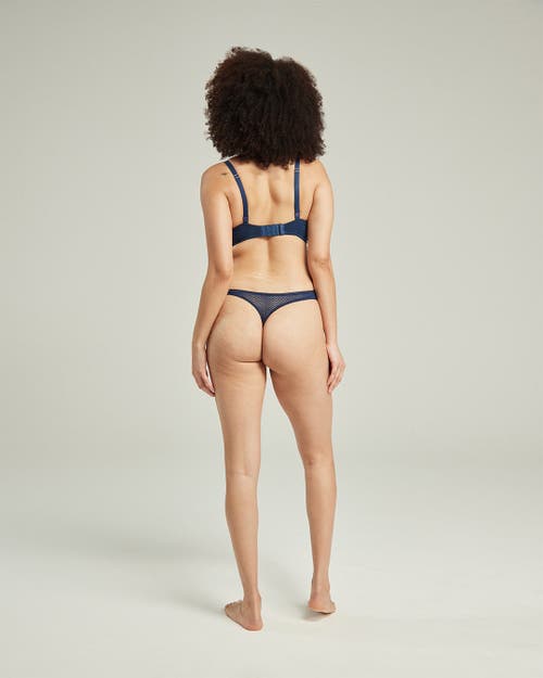 Nudea The Sheer Deco Barely There Thong In Navy