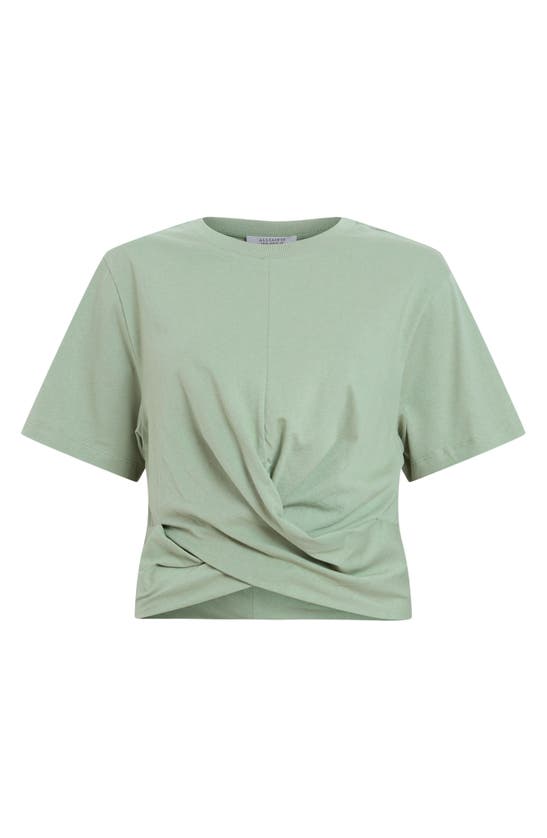 Shop Allsaints Mallinson Twist Hem Crop T-shirt In Oil Green