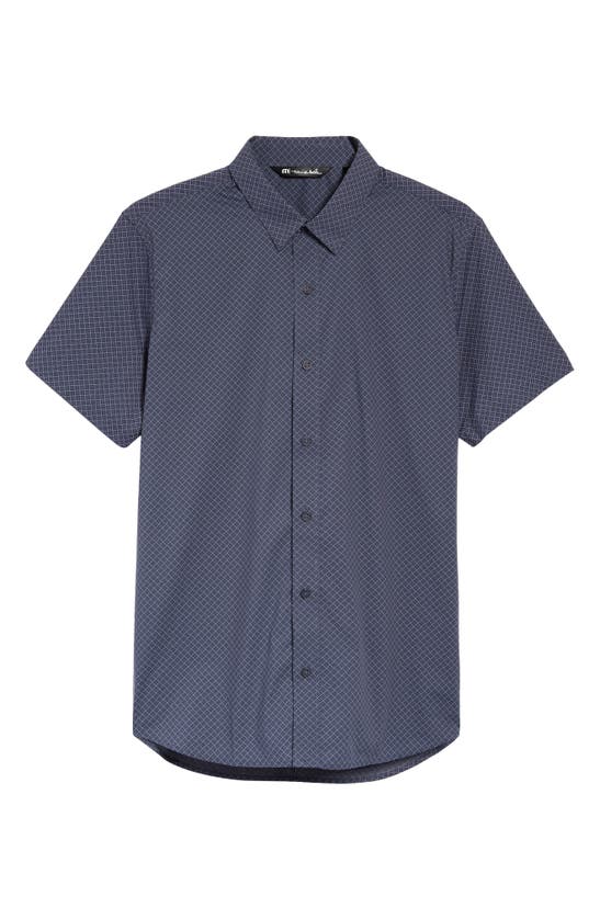 Travismathew Annual Champ Cotton Blend Button-up Shirt In Heather Blue Nights