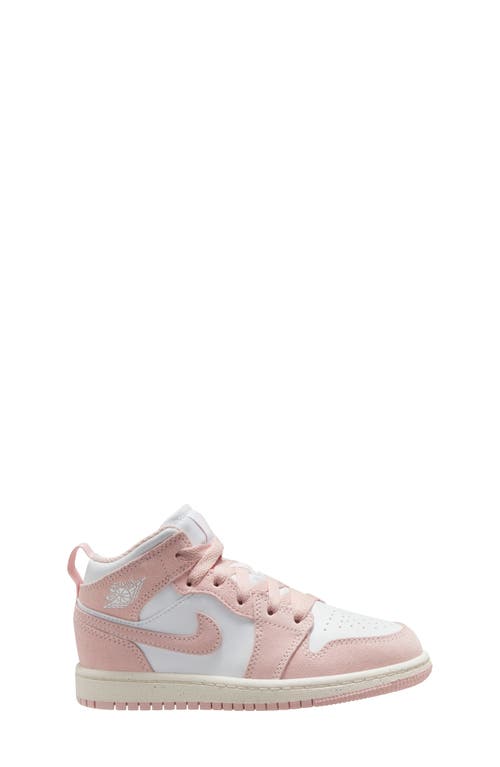 Nike Kids' Air Jordan 1 Mid Sneaker In White/legend Pink/sail