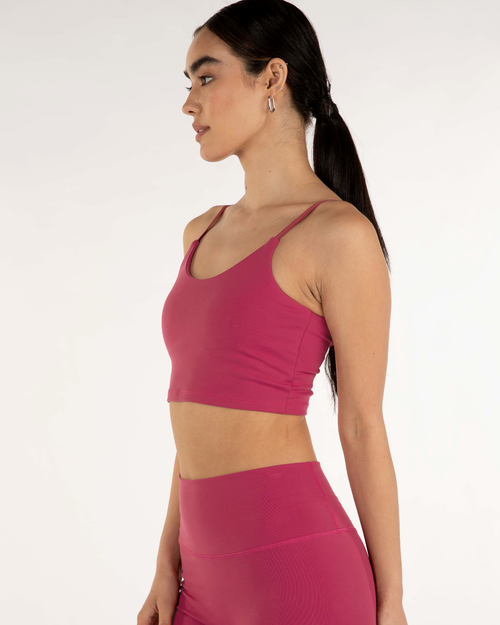 Shop Rebody Active Melanie Crop Cloudlux Bra In Fuschia