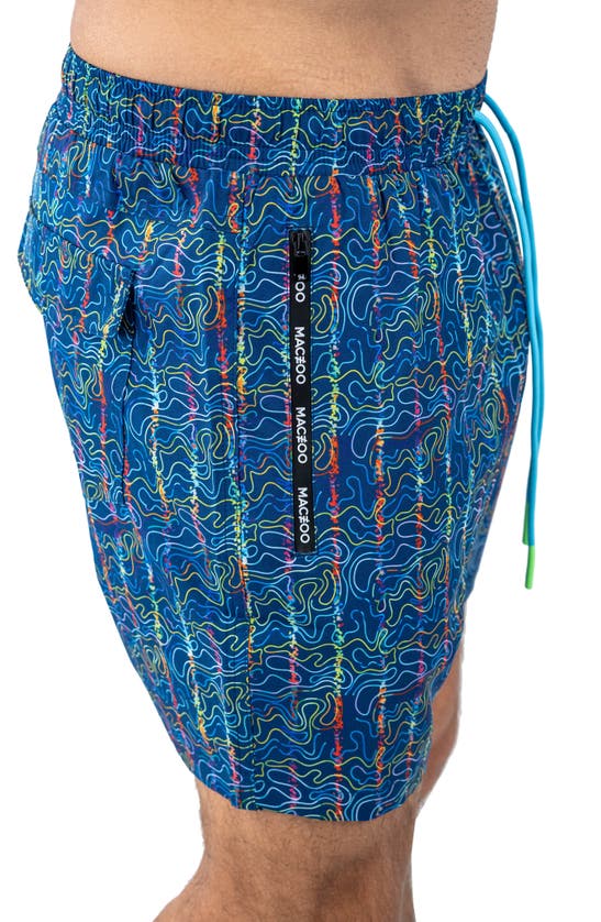 Shop Maceoo Swim Lion Oil Slick Swim Trunks In Blue