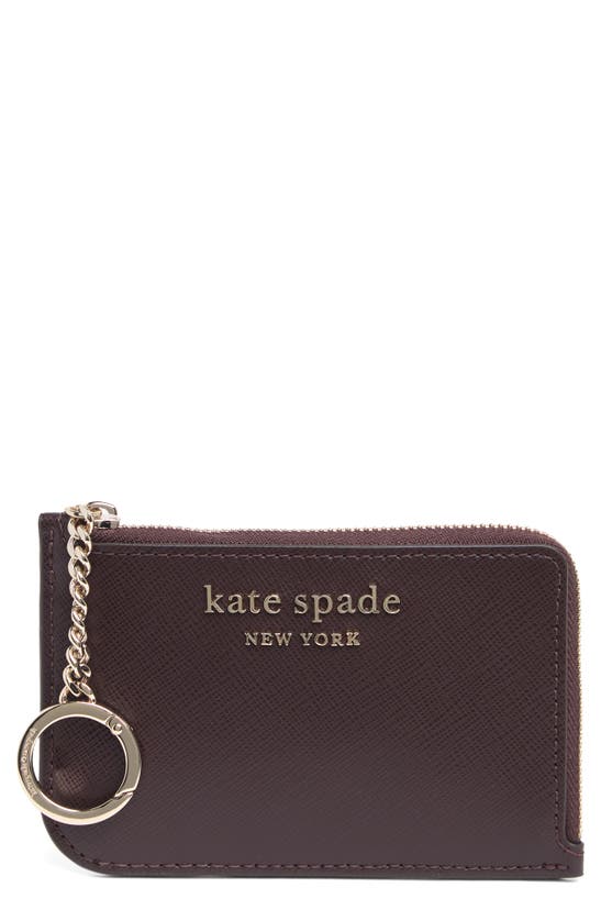 Kate Spade Cameron Medium Zip Card Holder In Chocolate Cherry