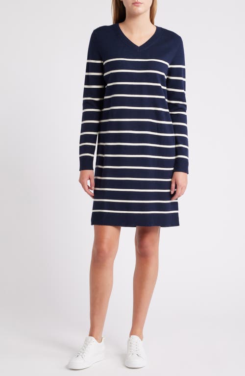 CASLONR CASLON(R) STRIPE LONG SLEEVE SWEATER DRESS 