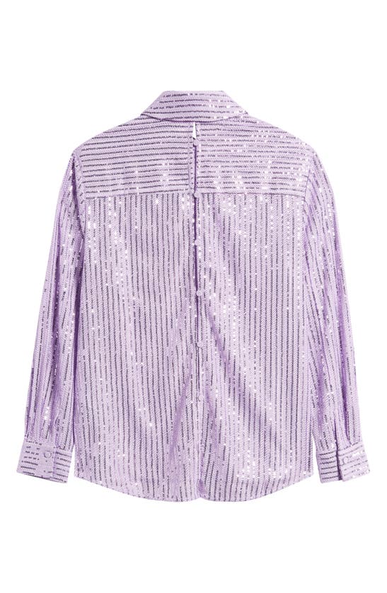 Shop Stine Goya Edel Sequin Stripe Button-up Shirt In Lavender