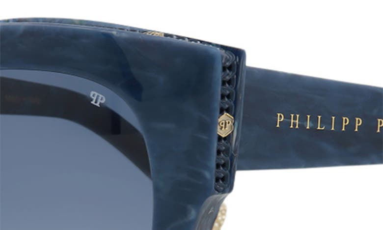 Shop Philipp Plein 53mm Cat Eye Sunglasses In Blue Blue Blue