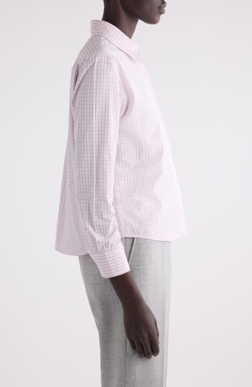 Dries Van Noten Clavini Grid Print Cotton Poplin Button-up Shirt In Pink