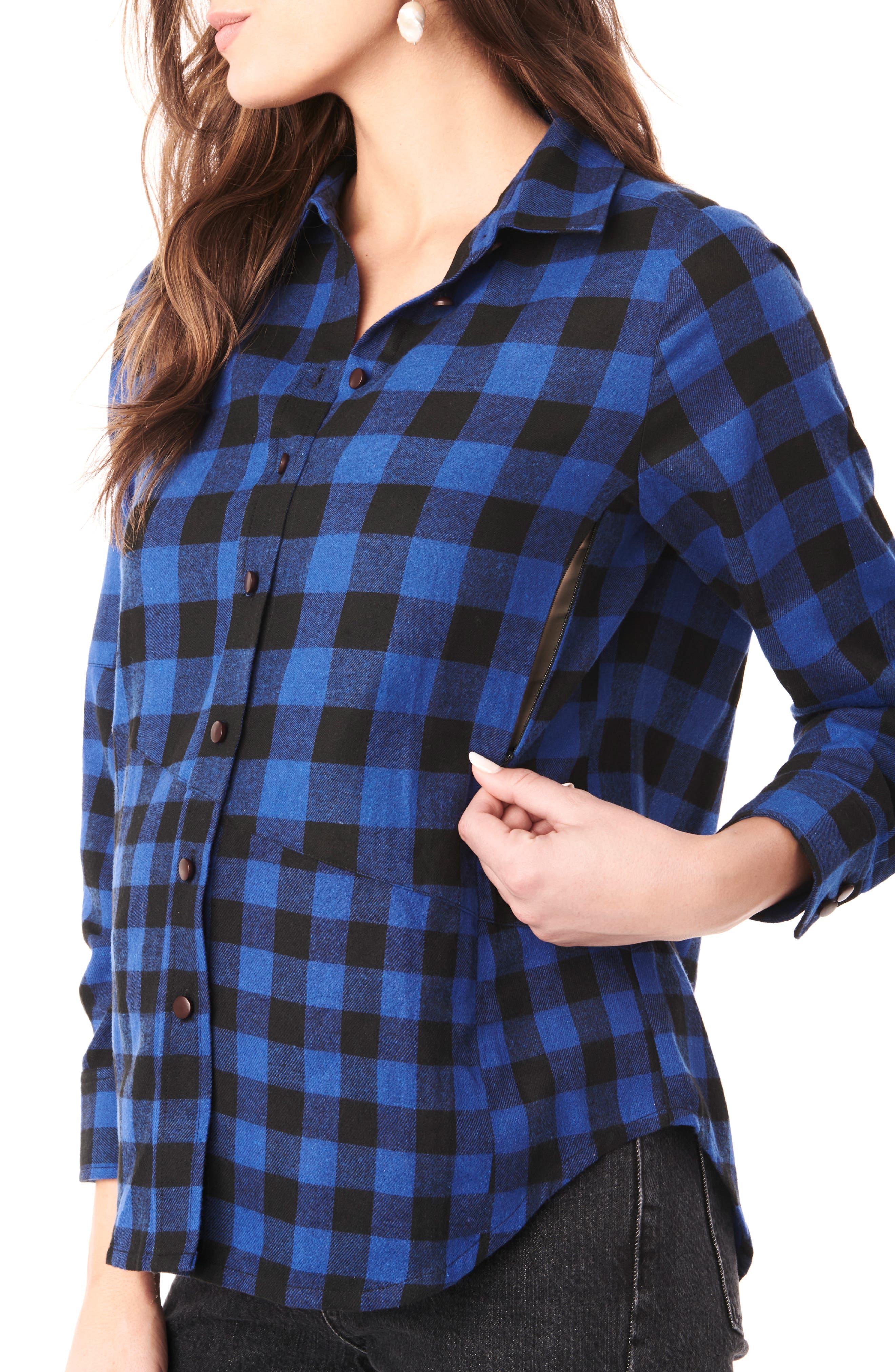 plaid flannel maternity dress