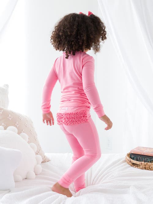 Rufflebutts Modal Blend Toddler Girls Ruffle Long Sleeve Pajama Set In Bubblegum Pink