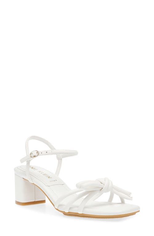 Anne Klein Keilly Womens Faux Leather Ankle Strap Block Heel In White
