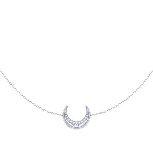 Luvmyjewelry Midnight Crescent Layered Diamond Necklace In Sterling Silver In Silver