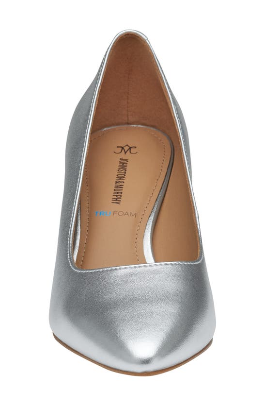 Shop Johnston & Murphy Vicki Block Heel Pump In Silver Metallic Sheepskin