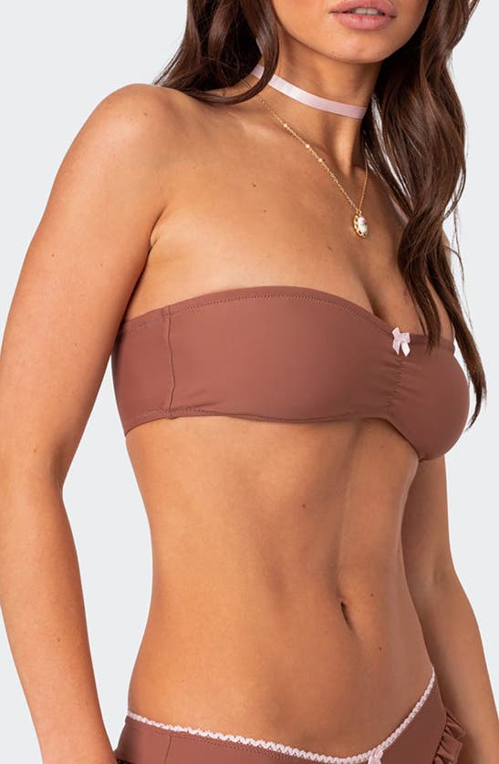 Edikted Maggie Bandeau Bikini Top In Brown