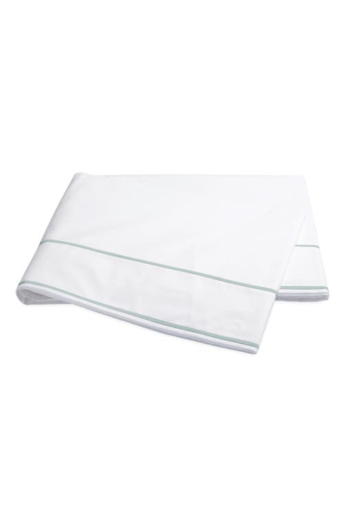 Matouk Ansonia 500 Thread Count Flat Sheet in White/Jade at Nordstrom, Size King