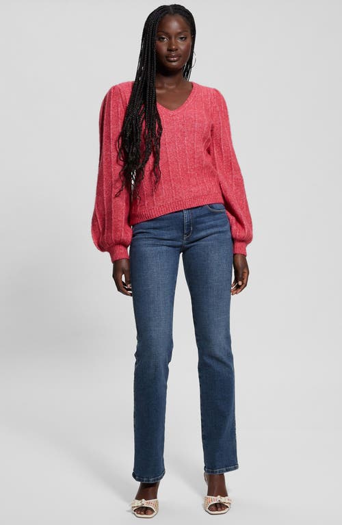 Shop Guess Madeline Pointelle Detail Sweater In Spring Coral