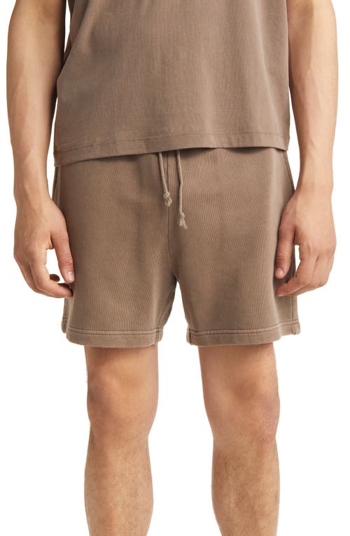 Core Organic Cotton Brushed Terry Sweat Shorts in Vintage Brown