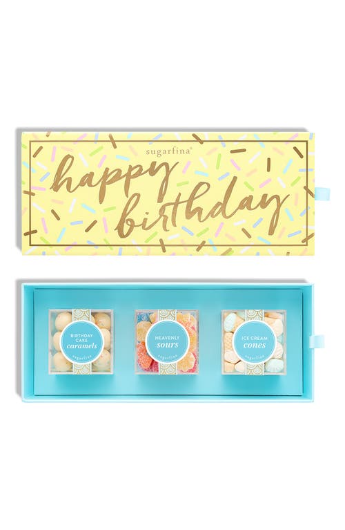 sugarfina Happy Birthday 3-Piece Candy Bento Box in Yellow at Nordstrom