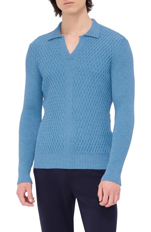 Shop Bugatchi Merino Wool Johnny Collar Sweater In Cobalt