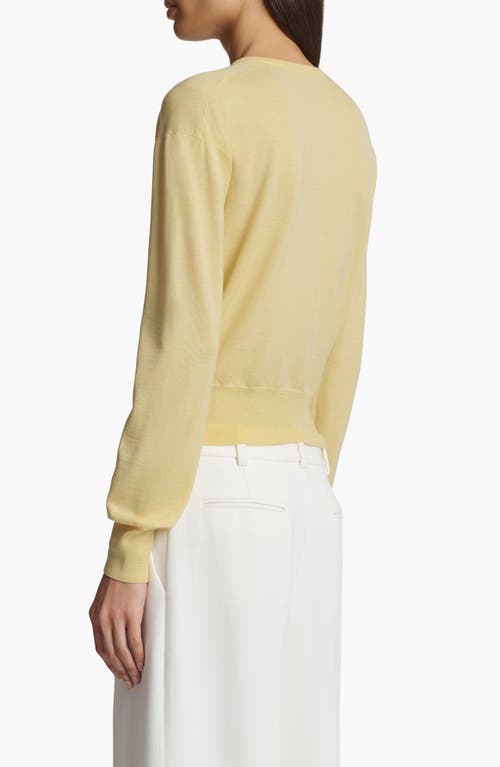 Shop Khaite Jackie Wool Blend Cardigan In Yuzu