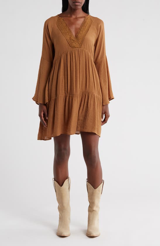 Shop Wishlist Tiered Bell Sleeve Blouse In Brown