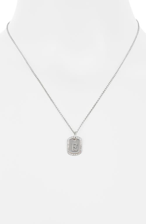 Meshmerise Diamond Initial Dog Tag Pendant Necklace In White-e