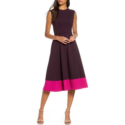 Eliza J Contrast Hem Sleeveless Midi Dress, Red