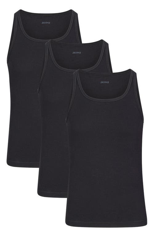 Skims 3-pack Rib Stretch Cotton Tanks In Onyx