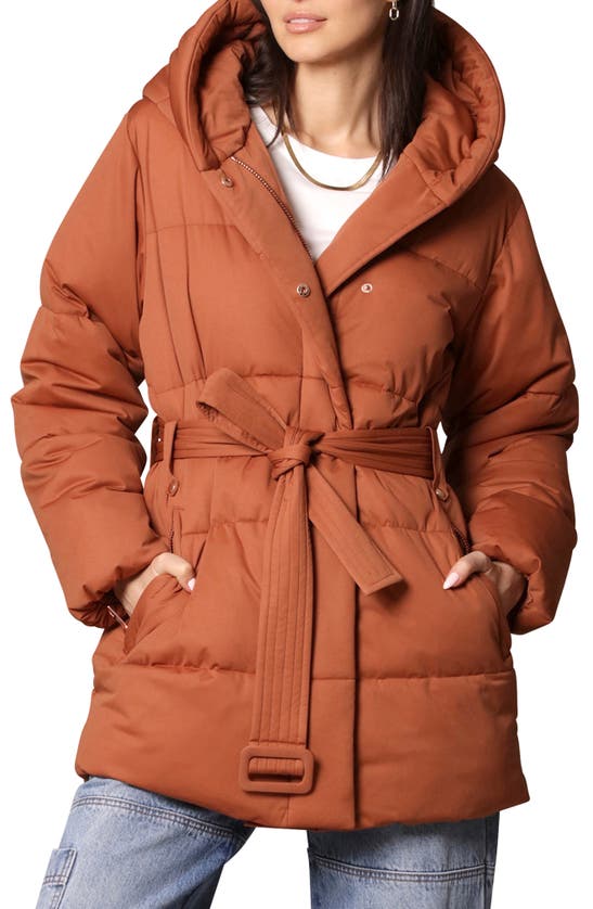 AVEC LES FILLES WATER RESISTANT HOODED PUFFER JACKET