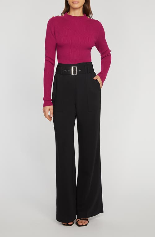 Shop Elie Tahari The Diana Belted High Waist Flare Pants In Noir