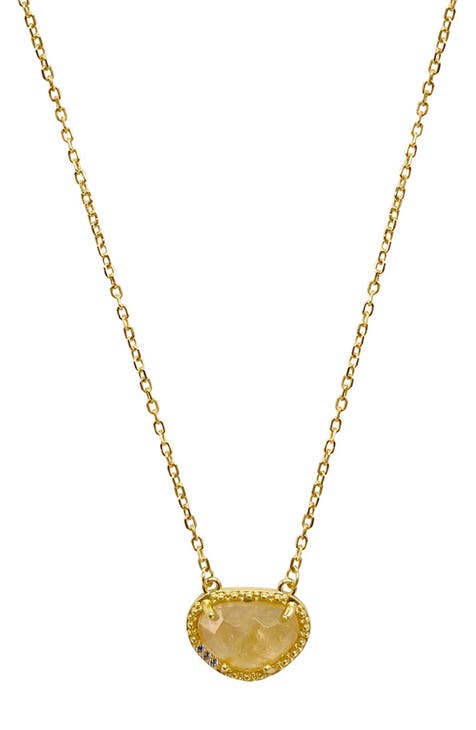 14K Yellow Gold Plated Sterling Silver Birthstone Pendant Necklace