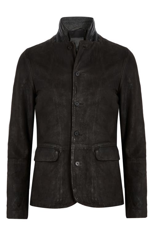 Shop Allsaints Survey Layered Leather Jacket In Anthracite Grey