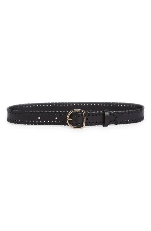 Chloé Mony Whipstitched Leather Belt in Black 001