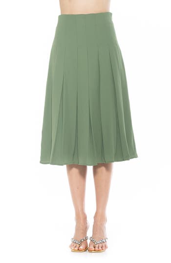 Alexia Admor Shilo Pleated Midi Skirt In Sage