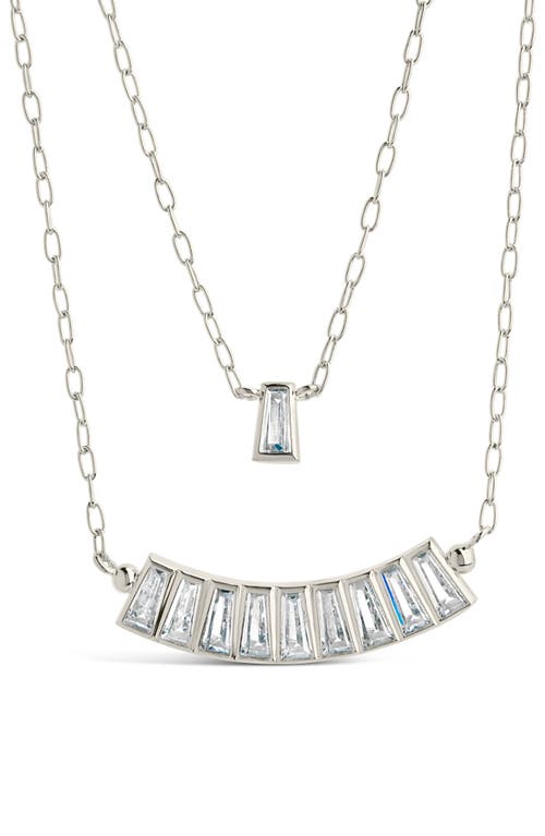 Sterling Forever Lillian Cubic Zirconia Charm Layered Necklace In Silver
