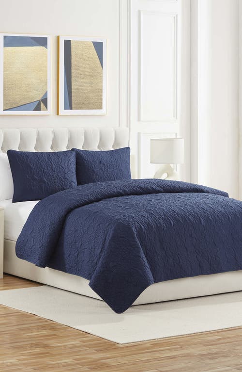 Vcny Home Seashell Solid 3-piece Quilt Set In Navy