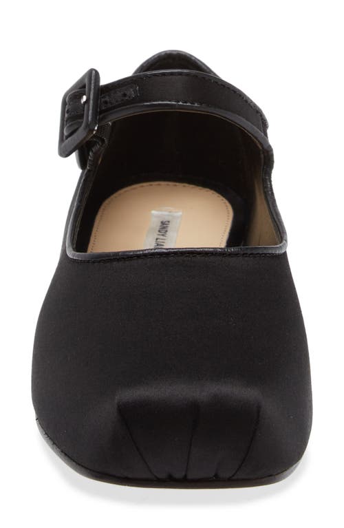 Shop Sandy Liang Pointe Mary Jane Flat In Black Satin