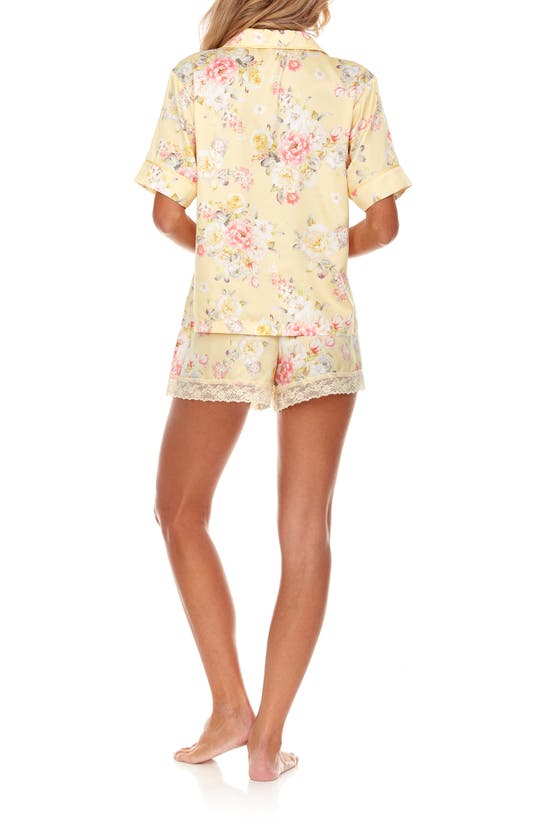 Shop Flora Nikrooz Selena Floral Satin Short Pajamas In Citrus