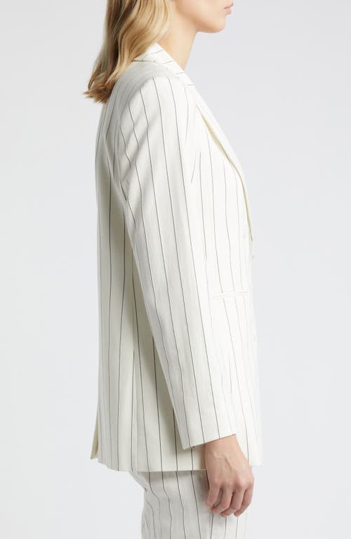 Shop Tahari Asl Boyfriend Pinstripe Blazer In Ivory Black