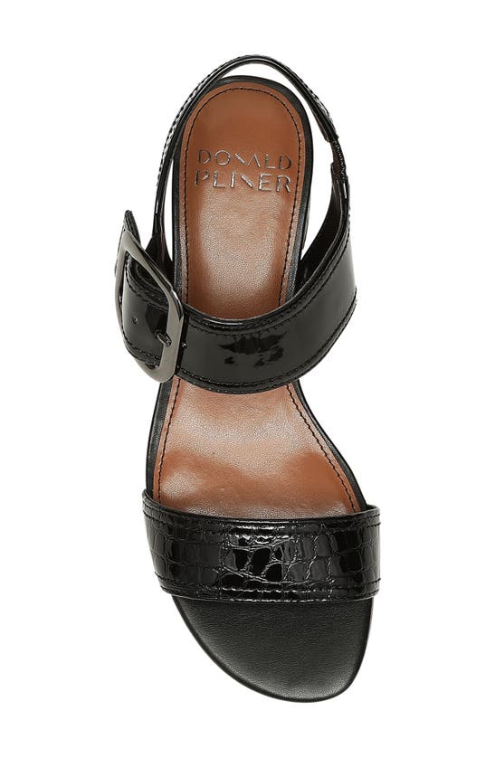 Shop Donald Pliner Neve Croc Embossed Heeled Sandal In Black