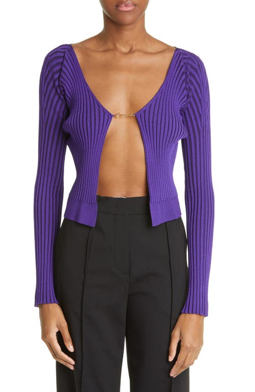 Jacquemus La Maille Pral Rib Cardigan in Purple