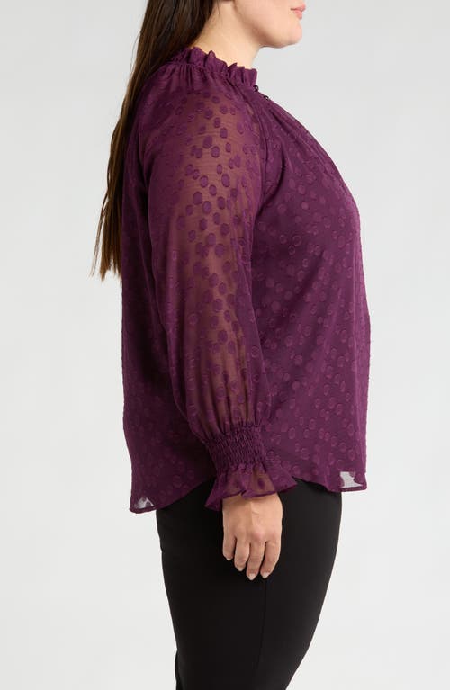 Shop Anne Klein Ruffle Chiffon Top In Deep Plum