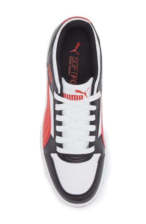 Puma Rebound Joy Low Top Sneaker In White-red-black