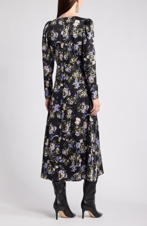 NORDSTROM NORDSTROM LONG SLEEVE SATIN MIDI DRESS