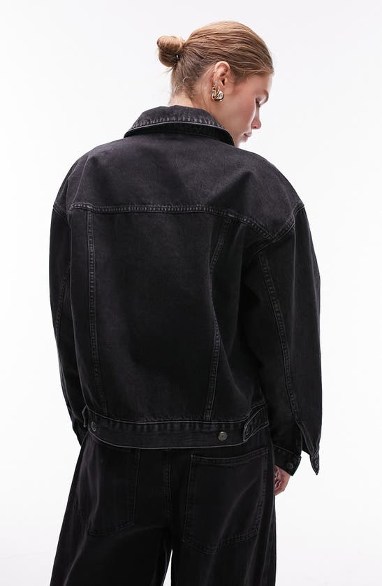 Shop Topshop Oversize Denim Jacket In Black